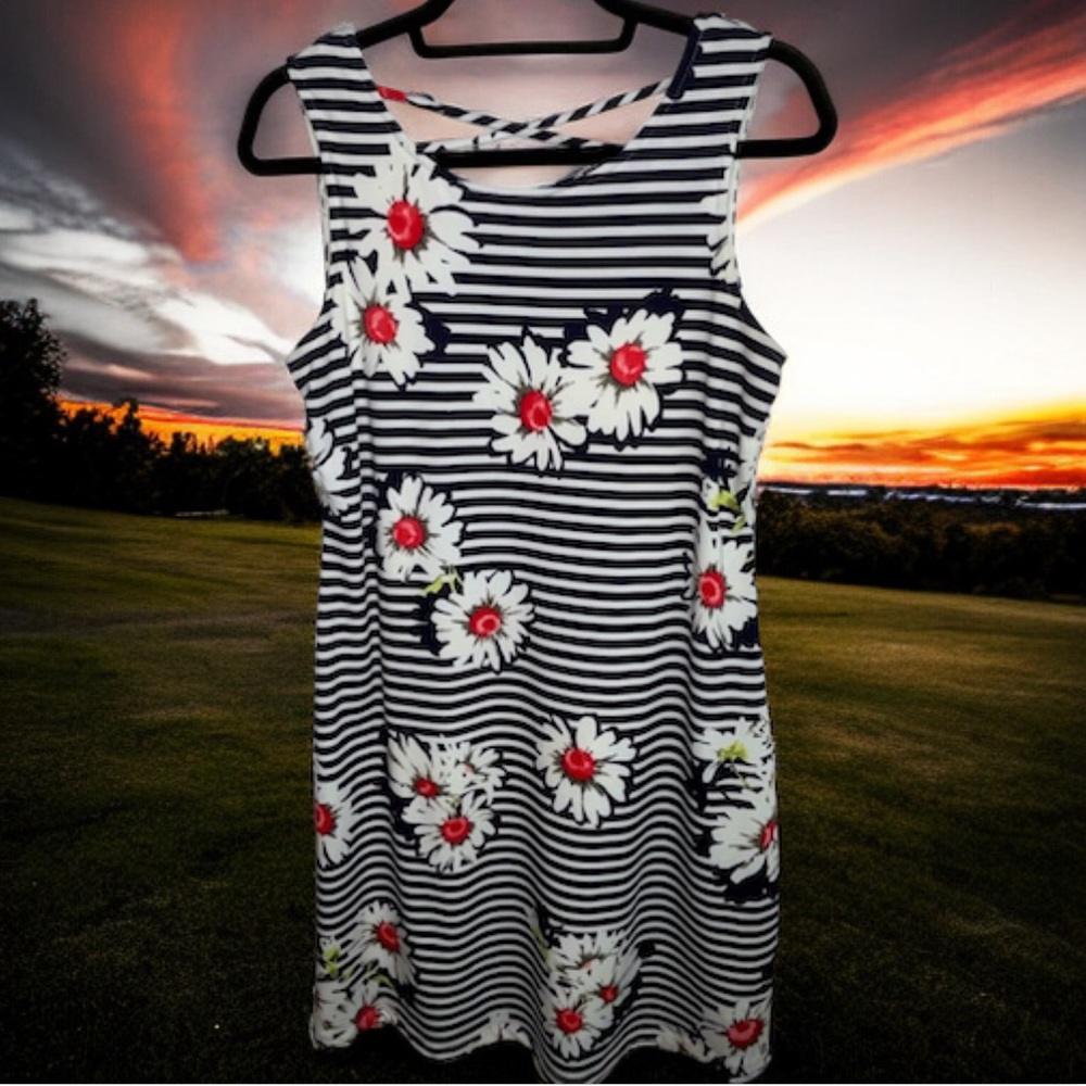 Summer “RNstudio” by Ronni Nicole Slimming Floral Striped Sleeveless Dress